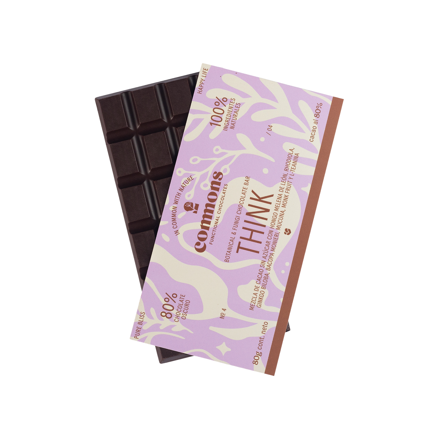 Commons Functional Chocolate Think – 5 Pack (Cacao 80% sin azúcar)
