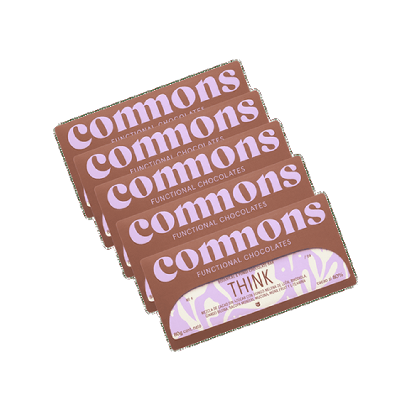 Commons Functional Chocolate Think – 5 Pack (Cacao 80% sin azúcar)