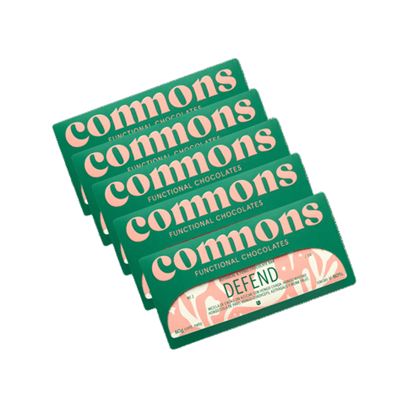 Commons Functional Chocolate Defend – 5 Pack (Cacao 80% sin azúcar)