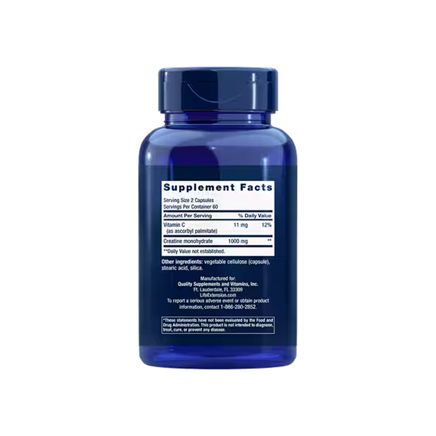 Life Extension Creatine Capsules 1000 mg, 120 cápsulas