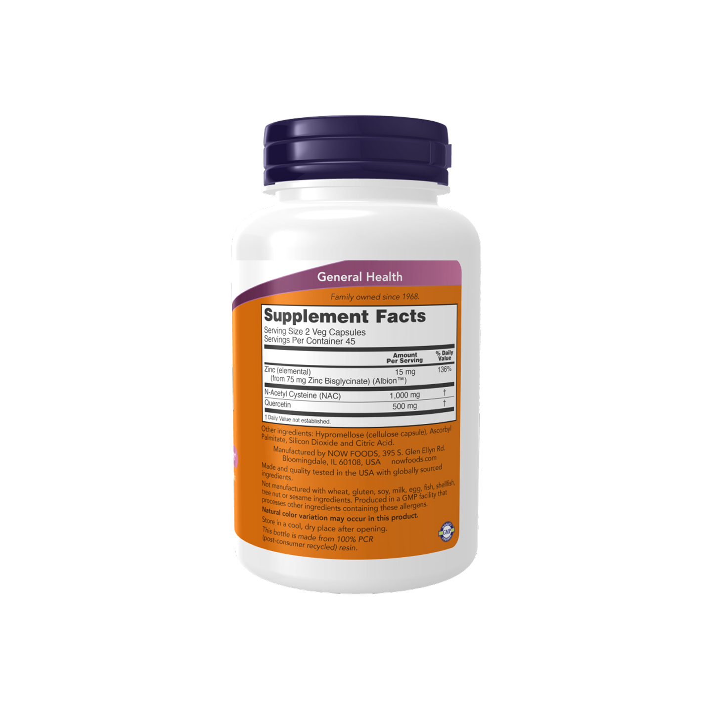 NOW Foods NAC Quercetina Zinc Cápsulas Vegetales