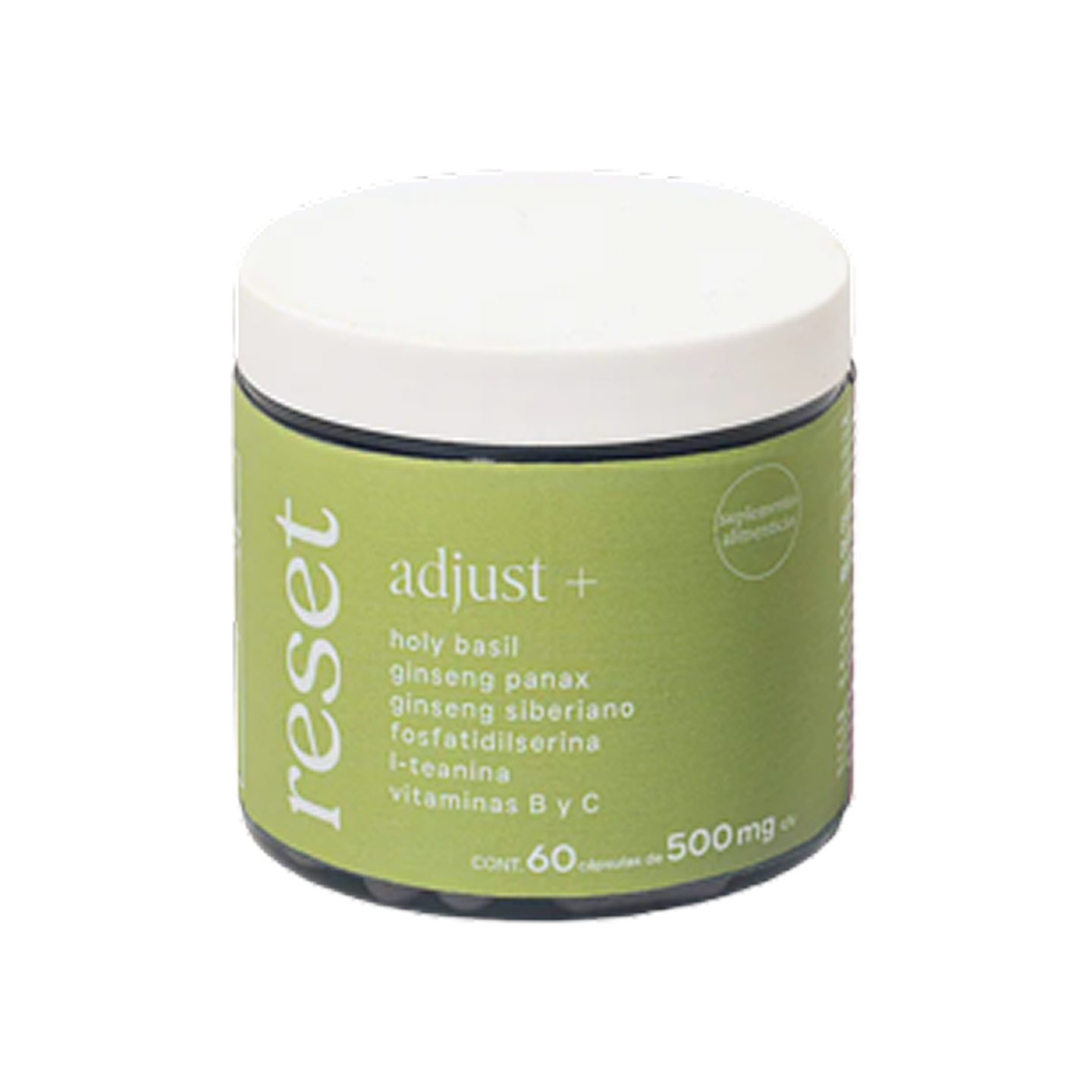 Adjust Suplemento Holy Basil, Ginseng Panax, Fosfatidilserina 500 mg 60 cápsulas