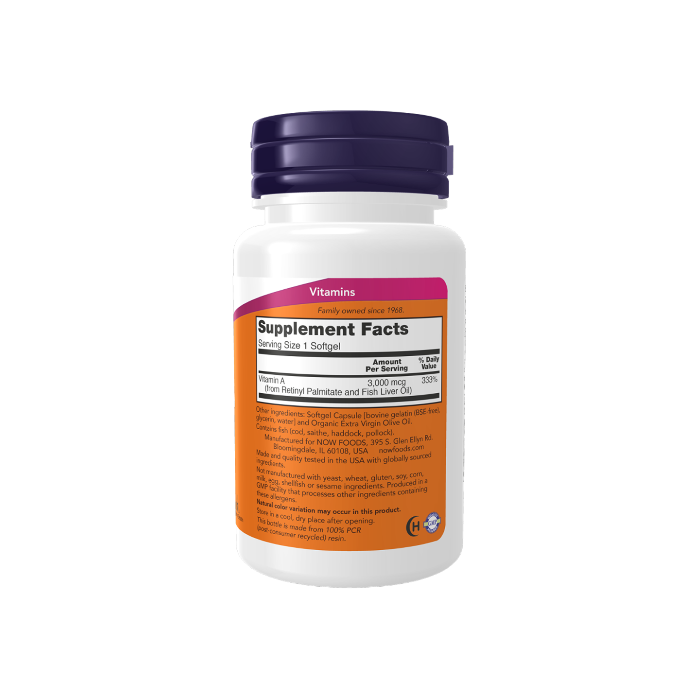 NOW Foods Vitamin A 10,000 IU, 100 Softgels