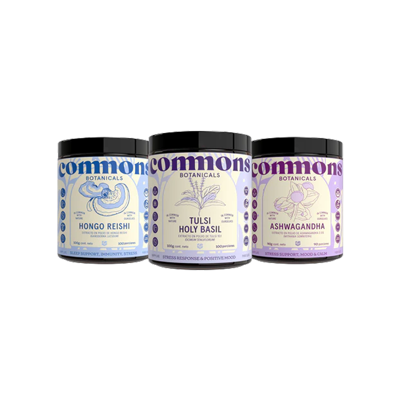 Commons Botanicals Kit Stress Less – Adaptógenos para Estrés y Relajación