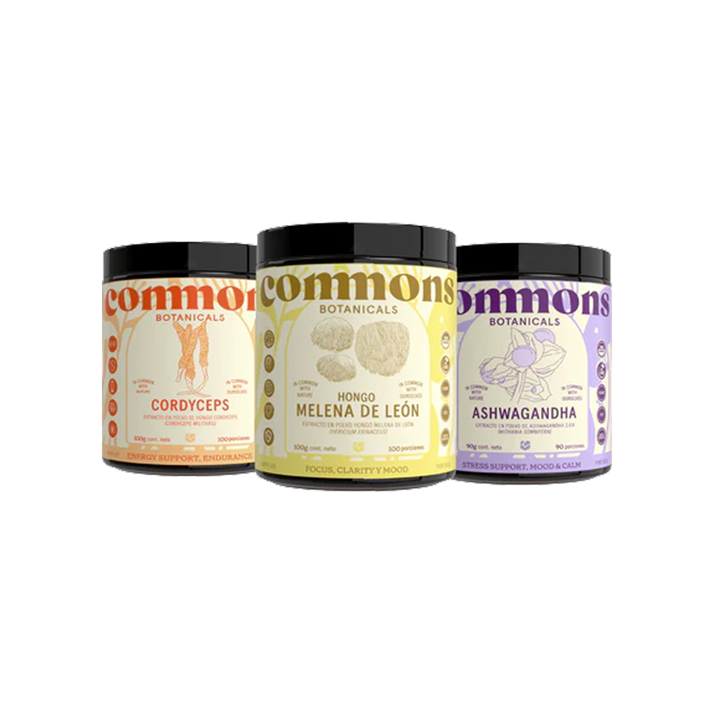 Commons Botanicals Kit Básico Adaptogénico – Energía, Enfoque y Calma