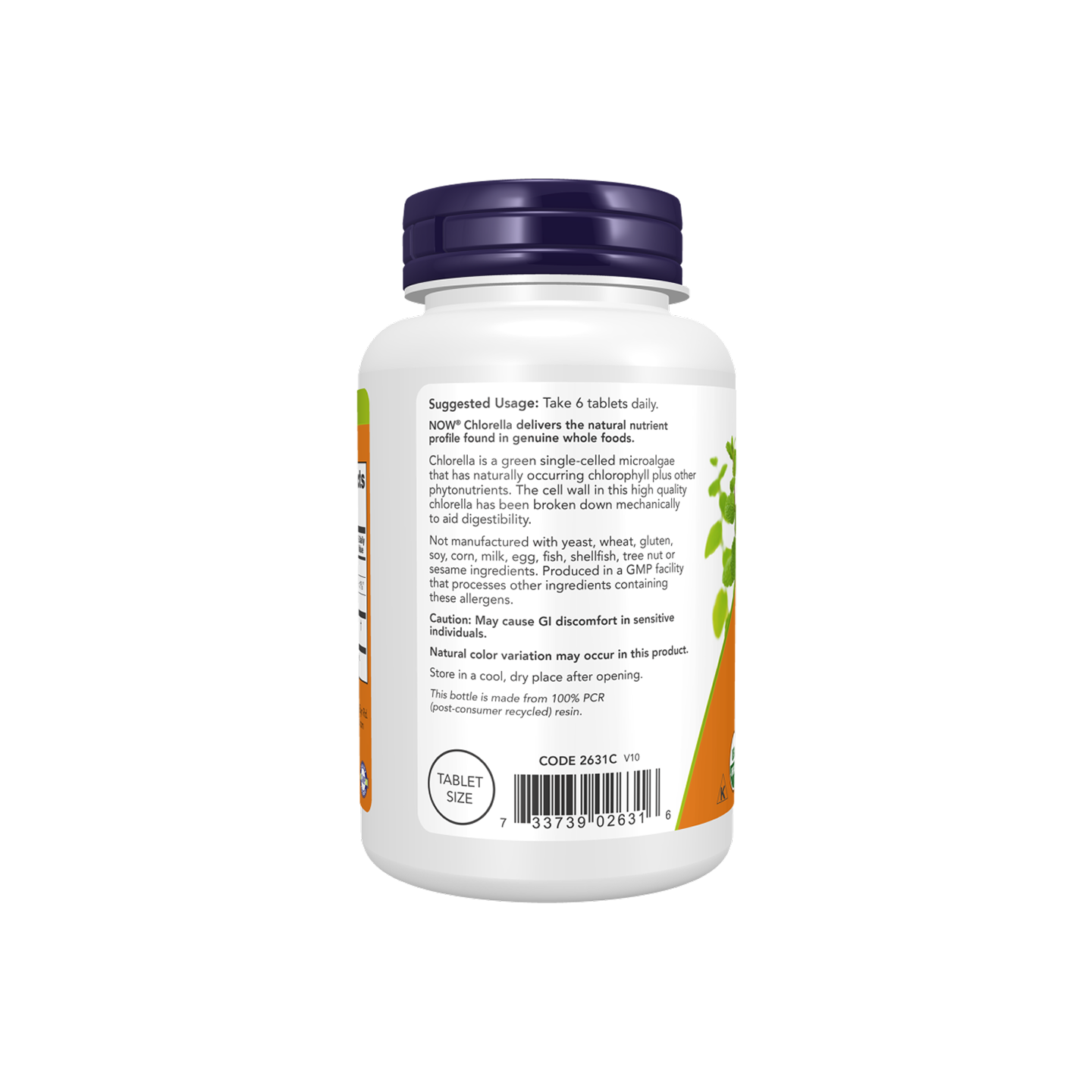 NOW Foods Chlorella Orgánica 500 mg 200 tabletas