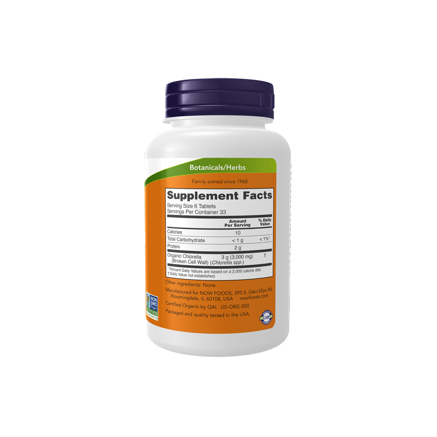 NOW Foods Chlorella Orgánica 500 mg 200 tabletas