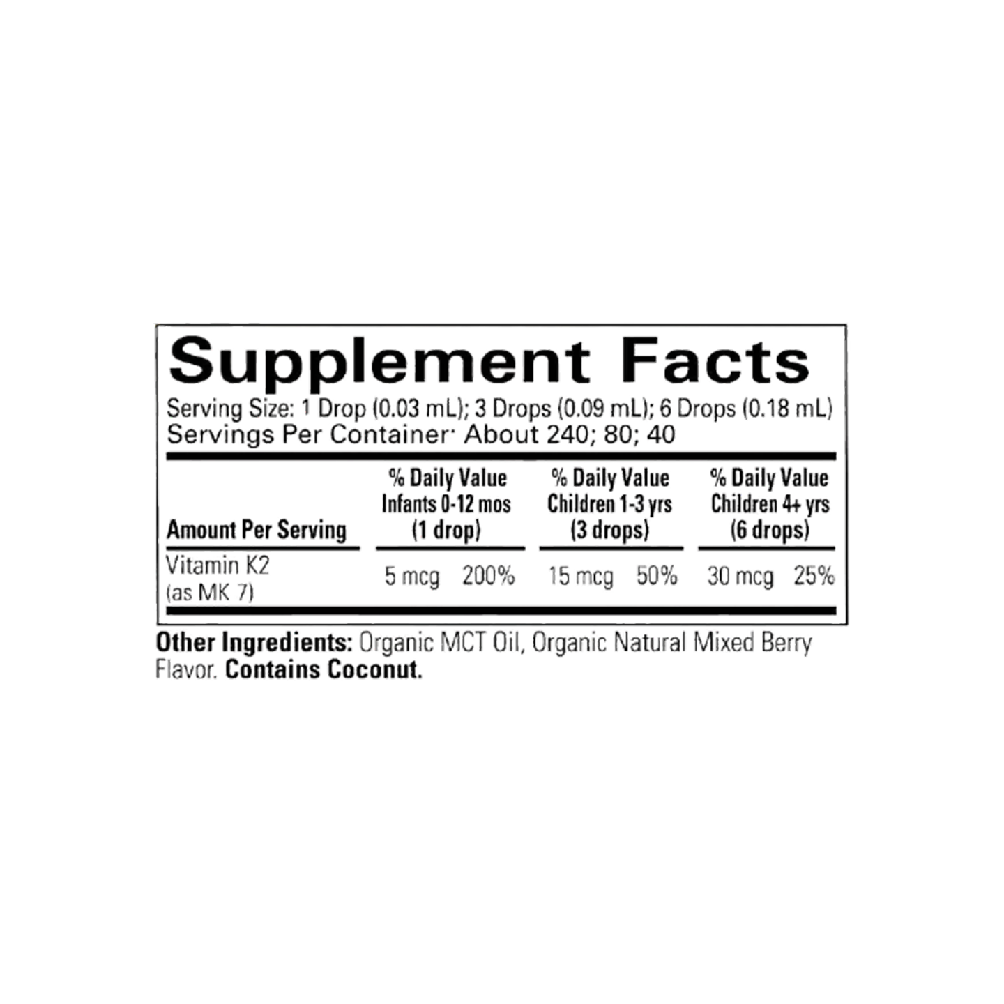 ChildLife Vitamina K2 Orgánica 0.25 fl oz (7.25 ml)
