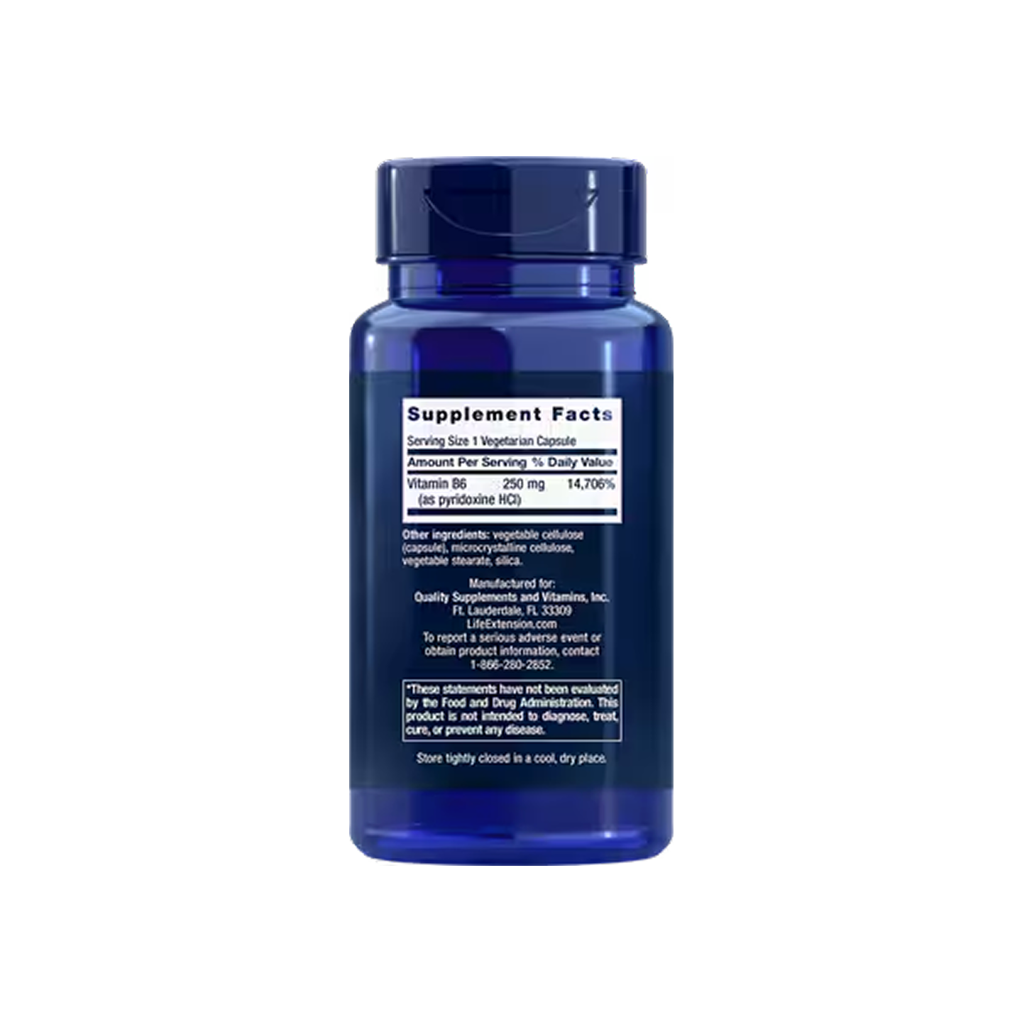 Life Extension Vitamina B6 250 mg 100 Cápsulas Vegetales