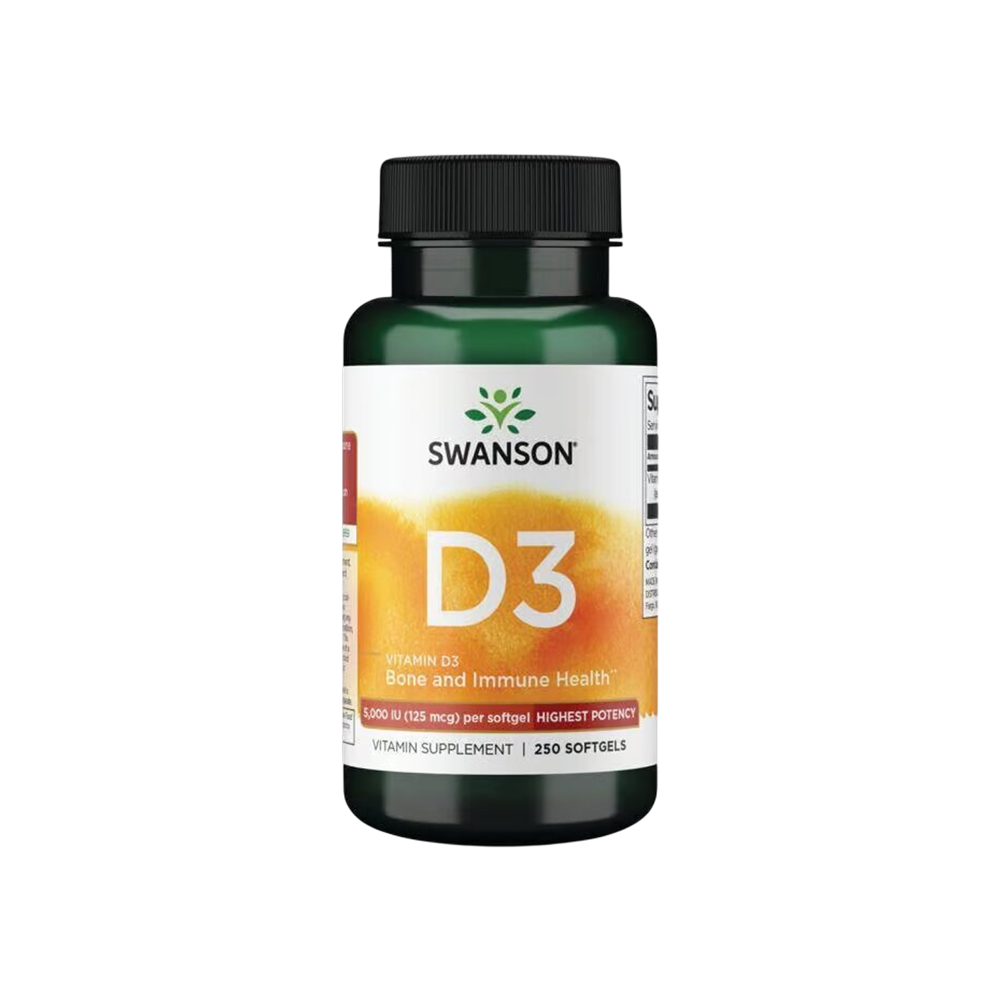 Swanson Vitamina D3 5000 IU, 250 cápsulas blandas