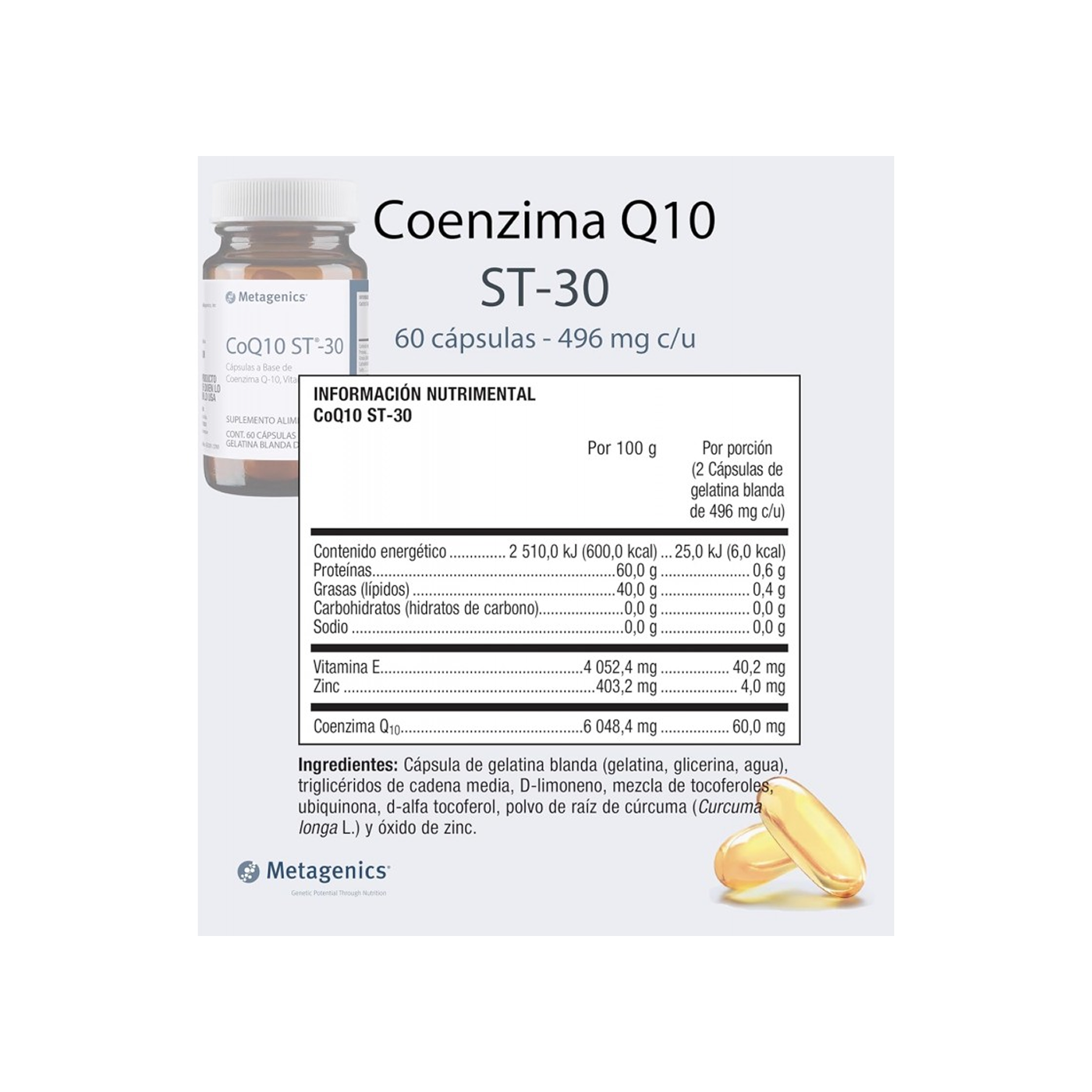 Metagenics CoQ10 ST-30 60 cápsulas 496 mg
