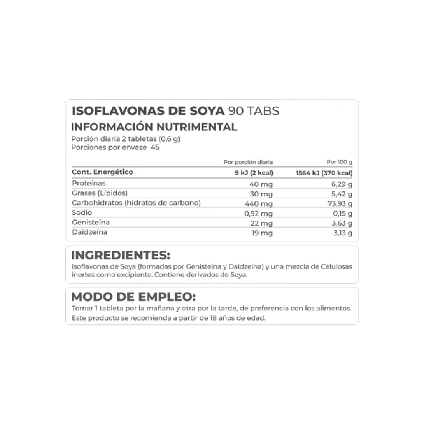 Isoflavonas de Soya 90 tabletas - Pronat