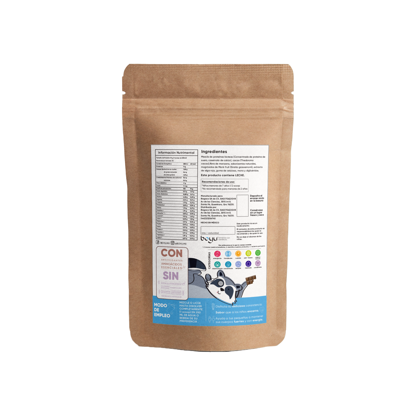 Proteína Láctea para Niños sabor Chocolate Boyú 500g -boyu.store-