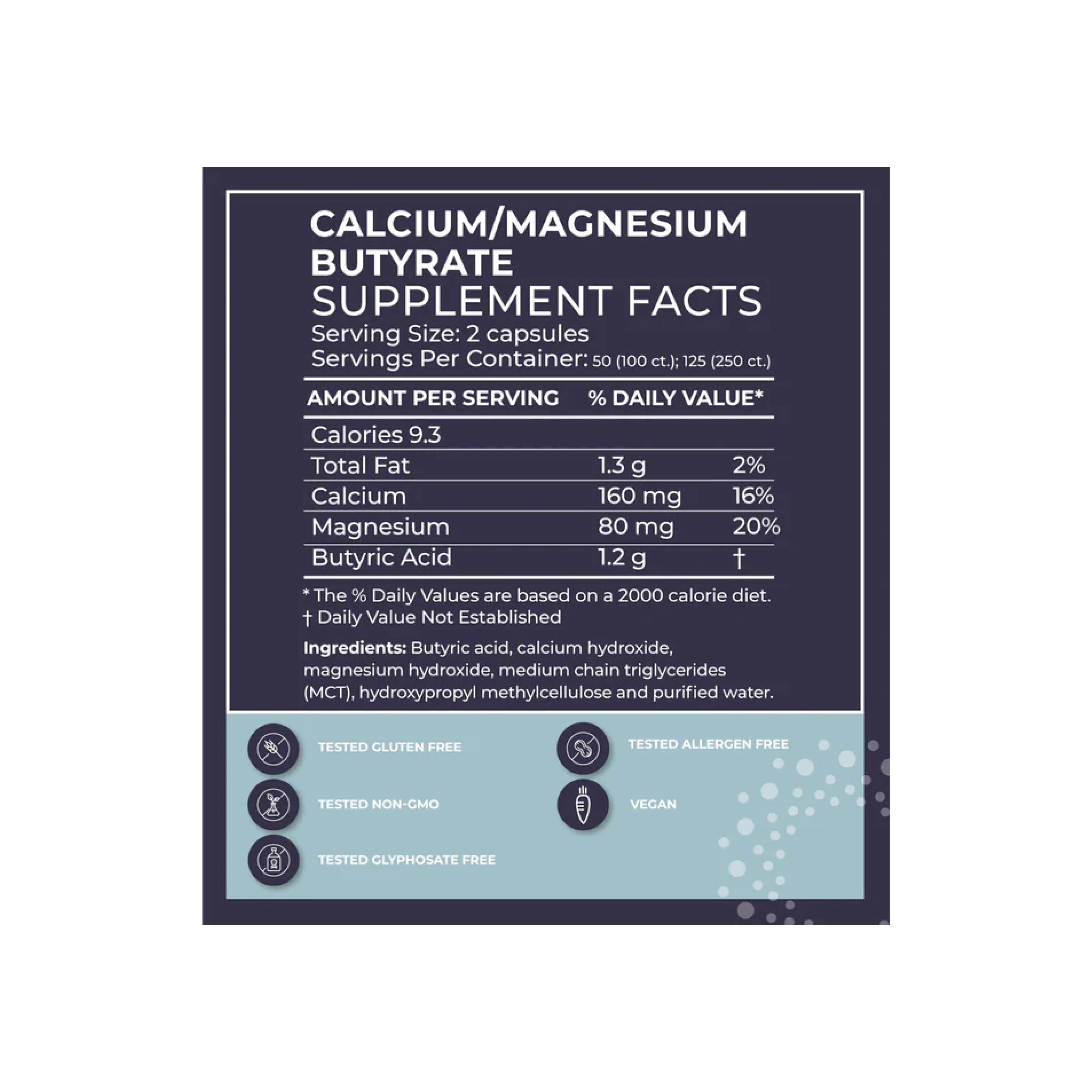 BodyBio Butirato de calcio/magnesio, 100 cápsulas