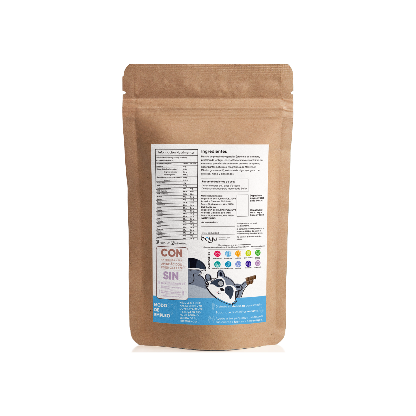 Proteína Vegana para Niños sabor Chocolate Boyú 500g -boyu.store-