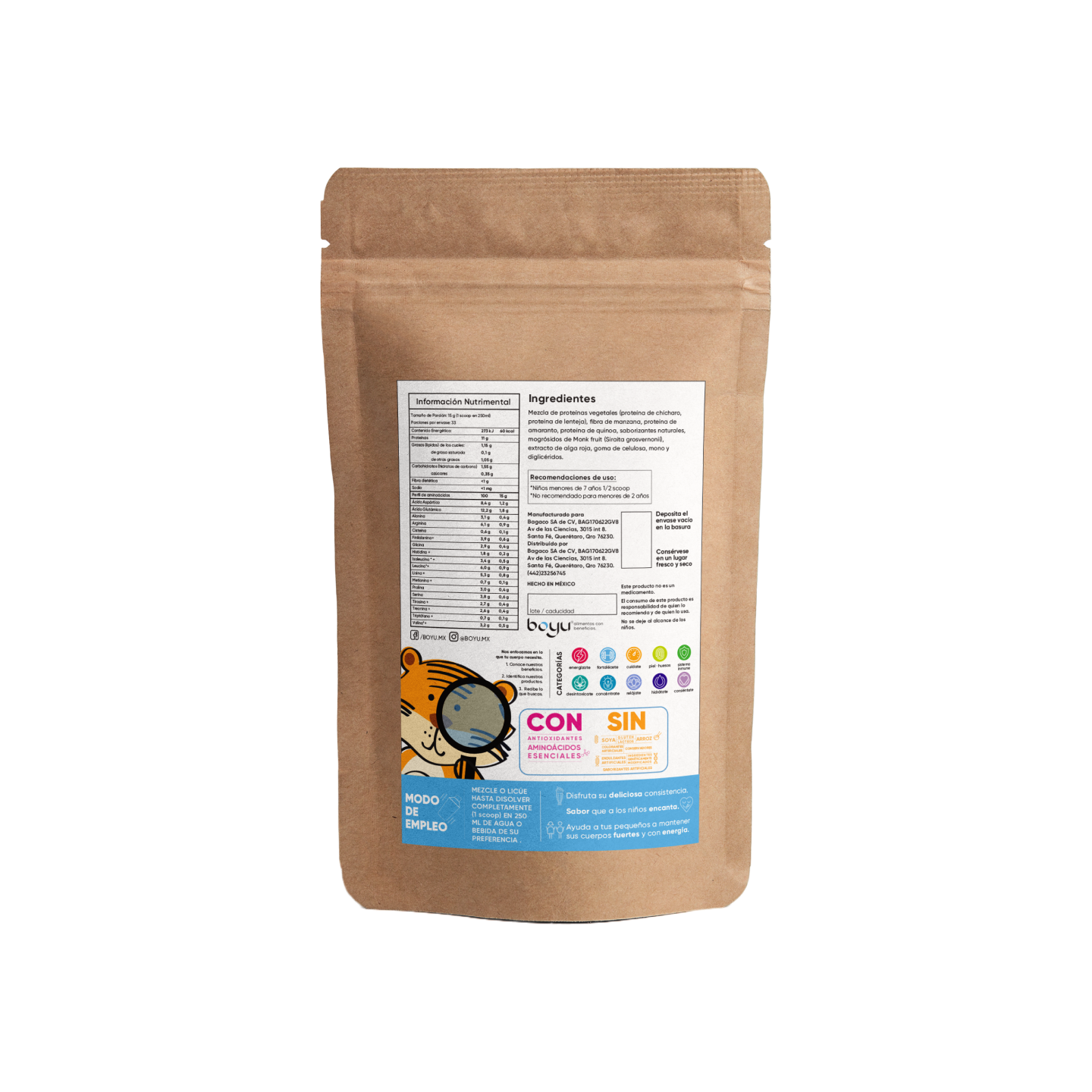 Proteína Vegana para Niños sabor Vainilla Boyú 500g -boyu.store-