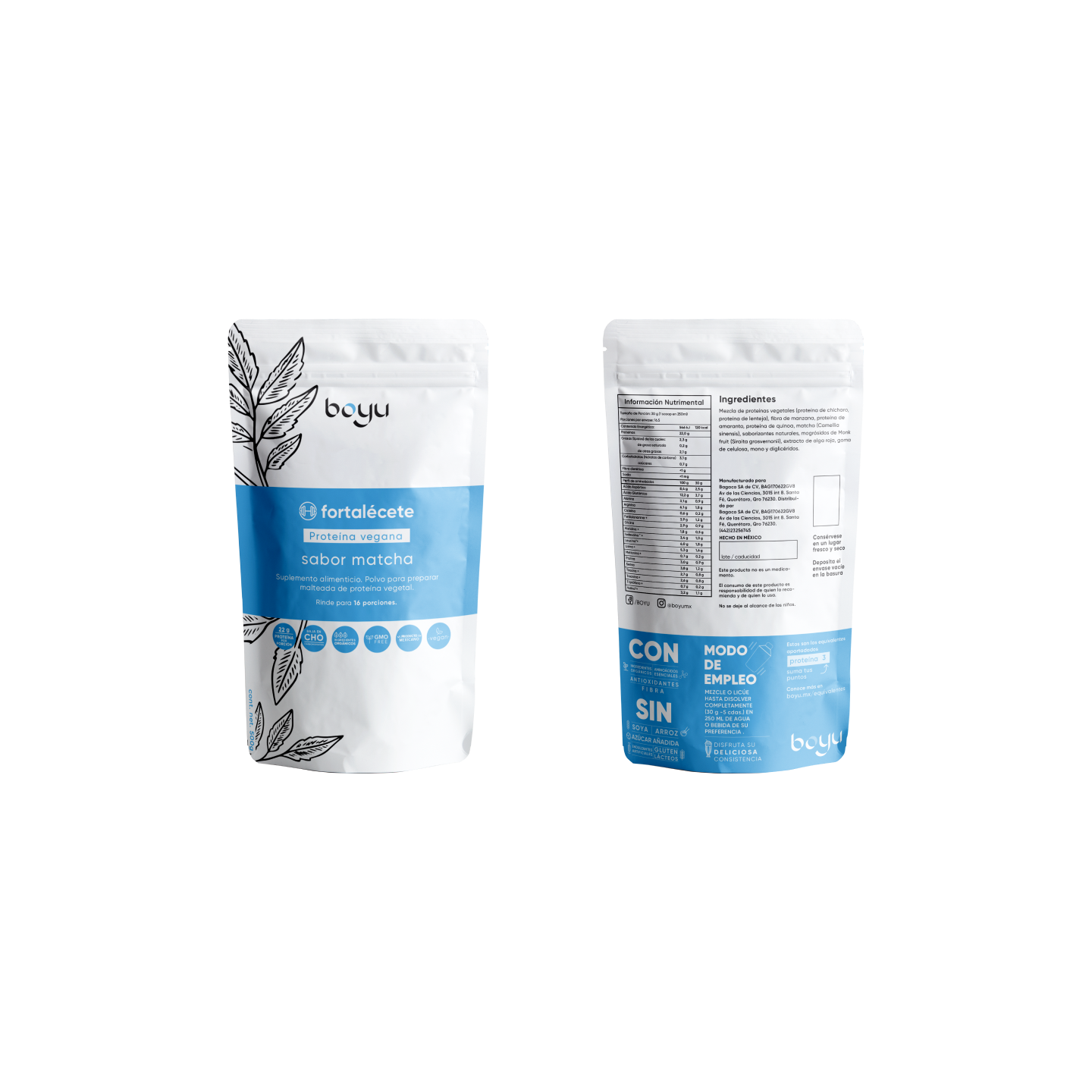 Proteína Vegana sabor Matcha Boyú 500g -boyu.store-