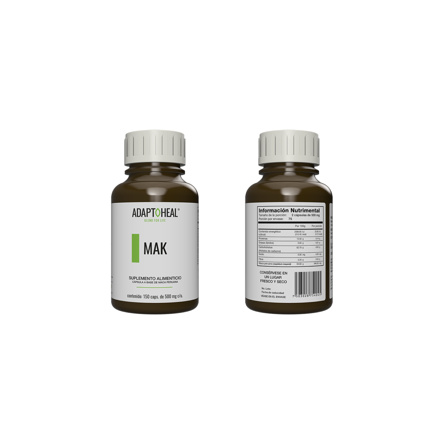 Adaptoheal Maca 500 mg, 150 cápsulas