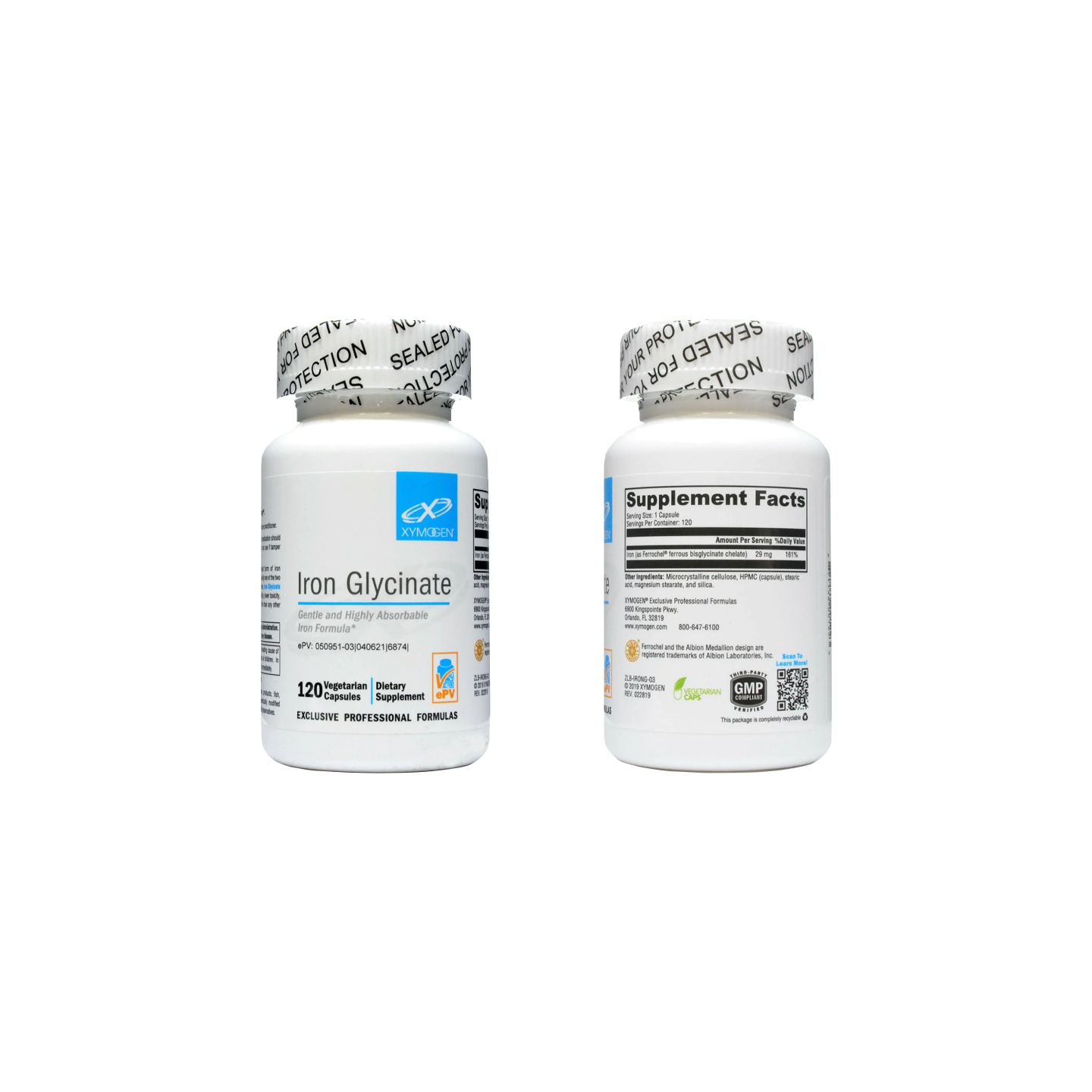 Xymogen Glicinato de Hierro, 120 cápsulas