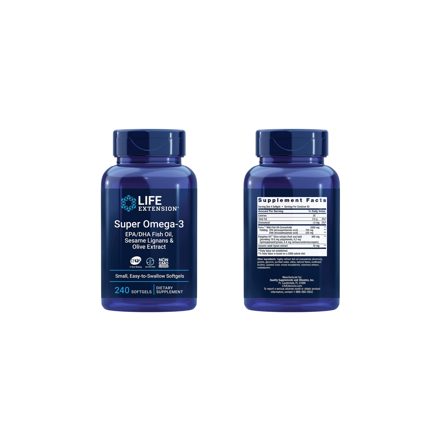 Life Extension Super Omega-3 EPA/DHA Aceite de Pescado, 240 cápsulas