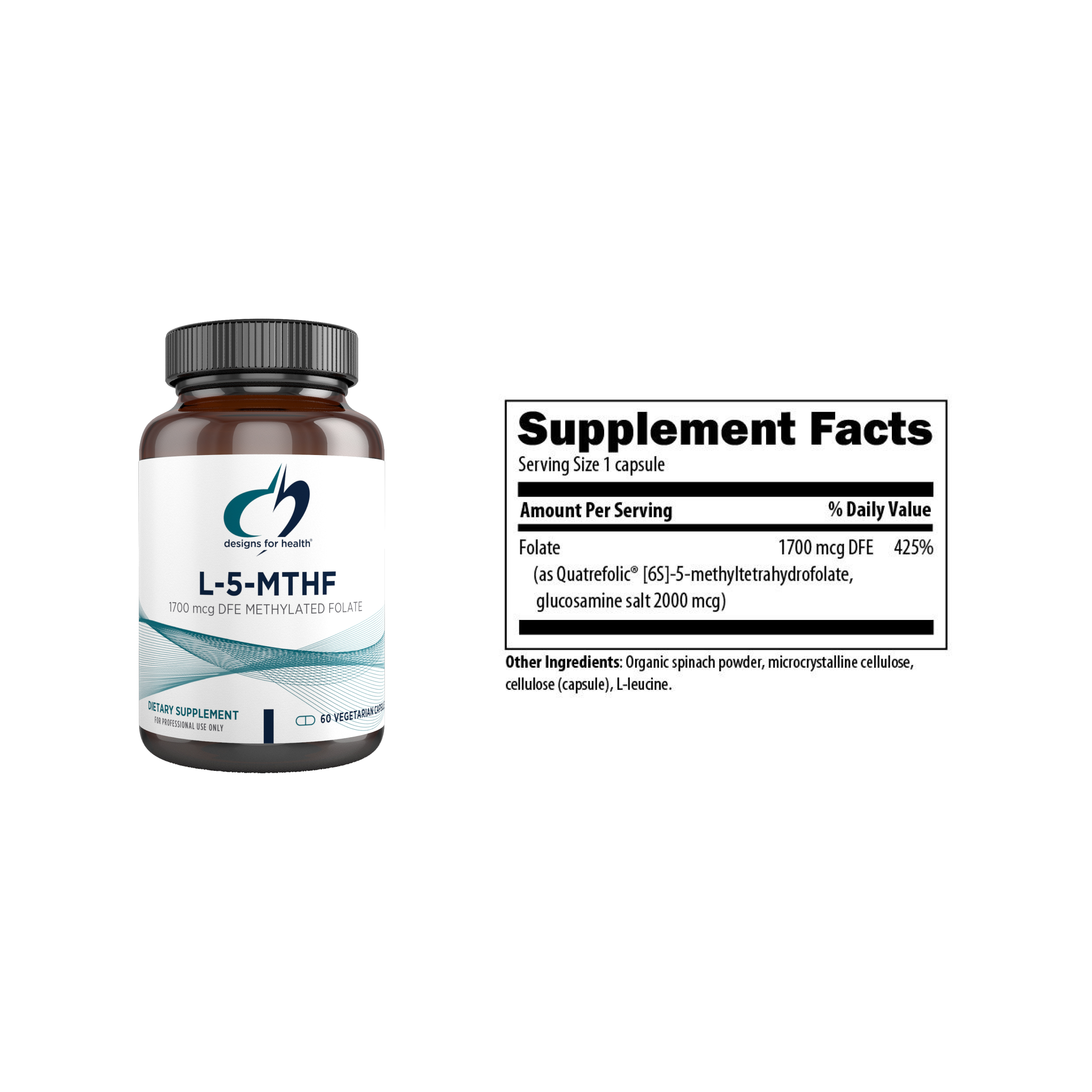 Designs for Health L-5-MTHF 1700 mcg, 60 cápsulas