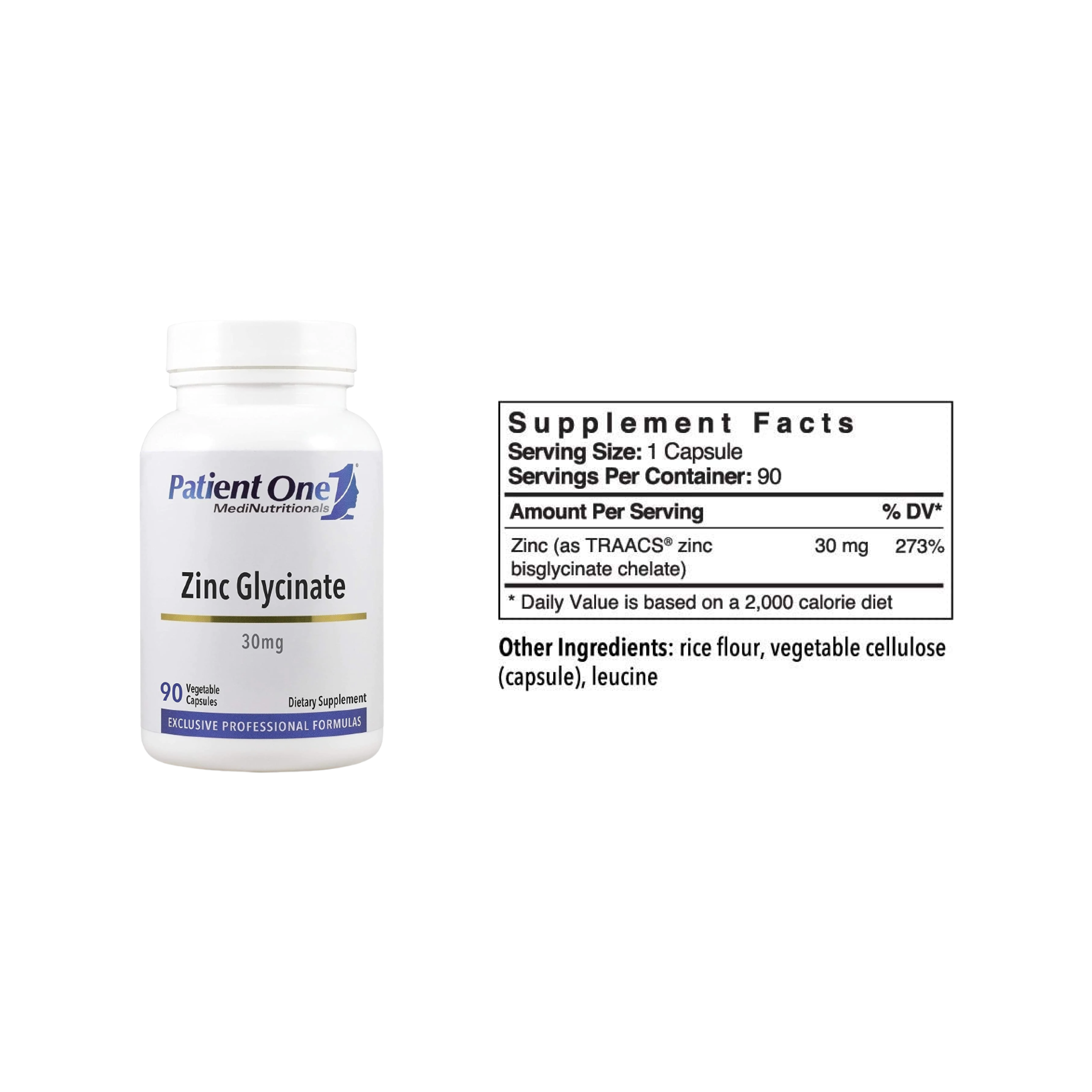 Patient One Glicinato de Zinc 30 mg, 90 cápsulas