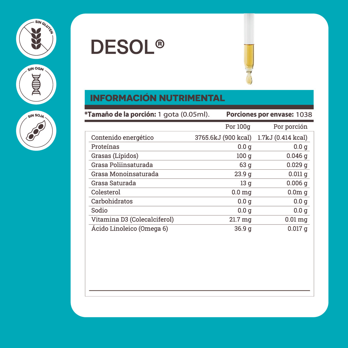 Matter Desol | Vitamina D3 Frasco con 52ml