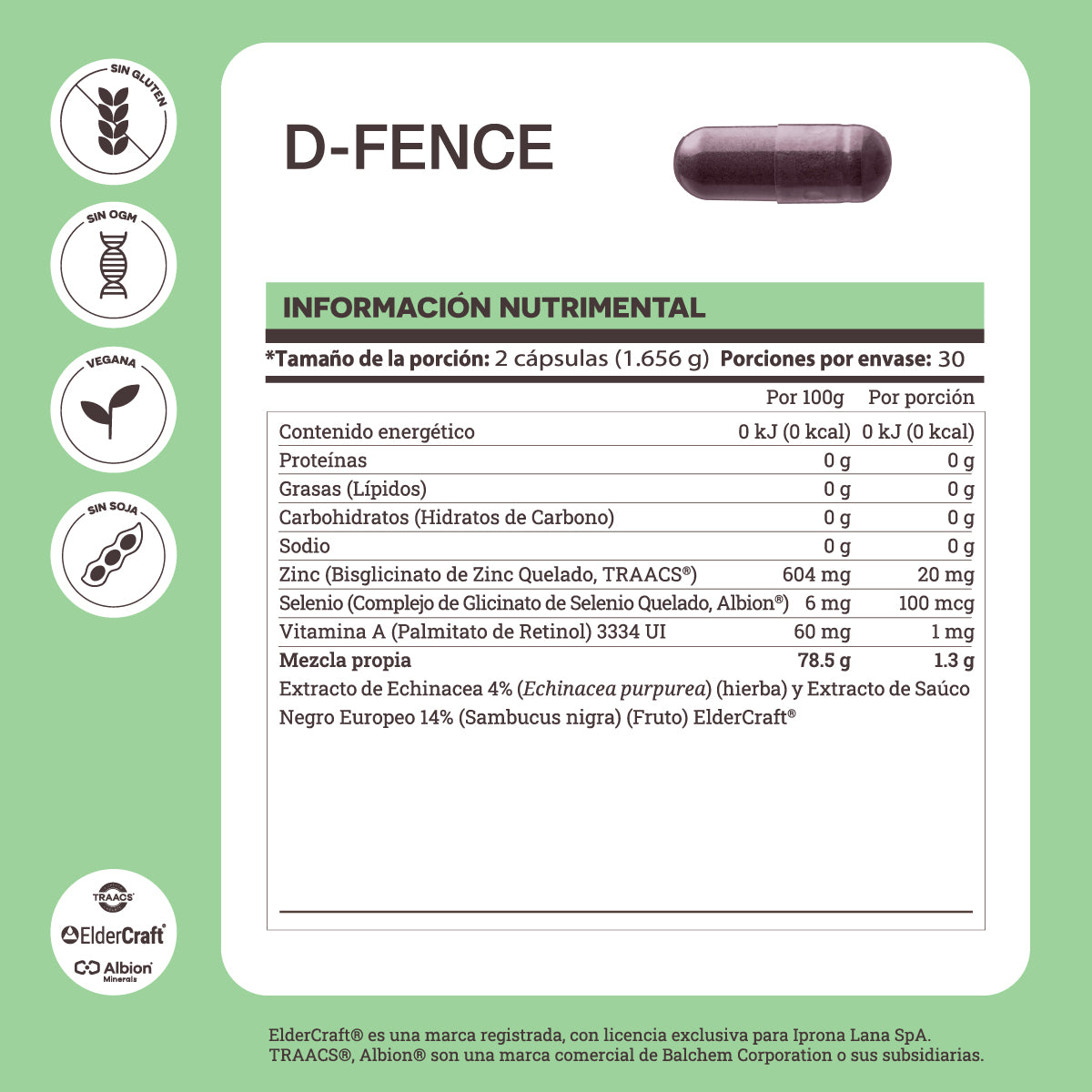 Matter D-Fence | Elderberry ElderCraft, Echinacea, Zinc, Selenio y Vitamina A