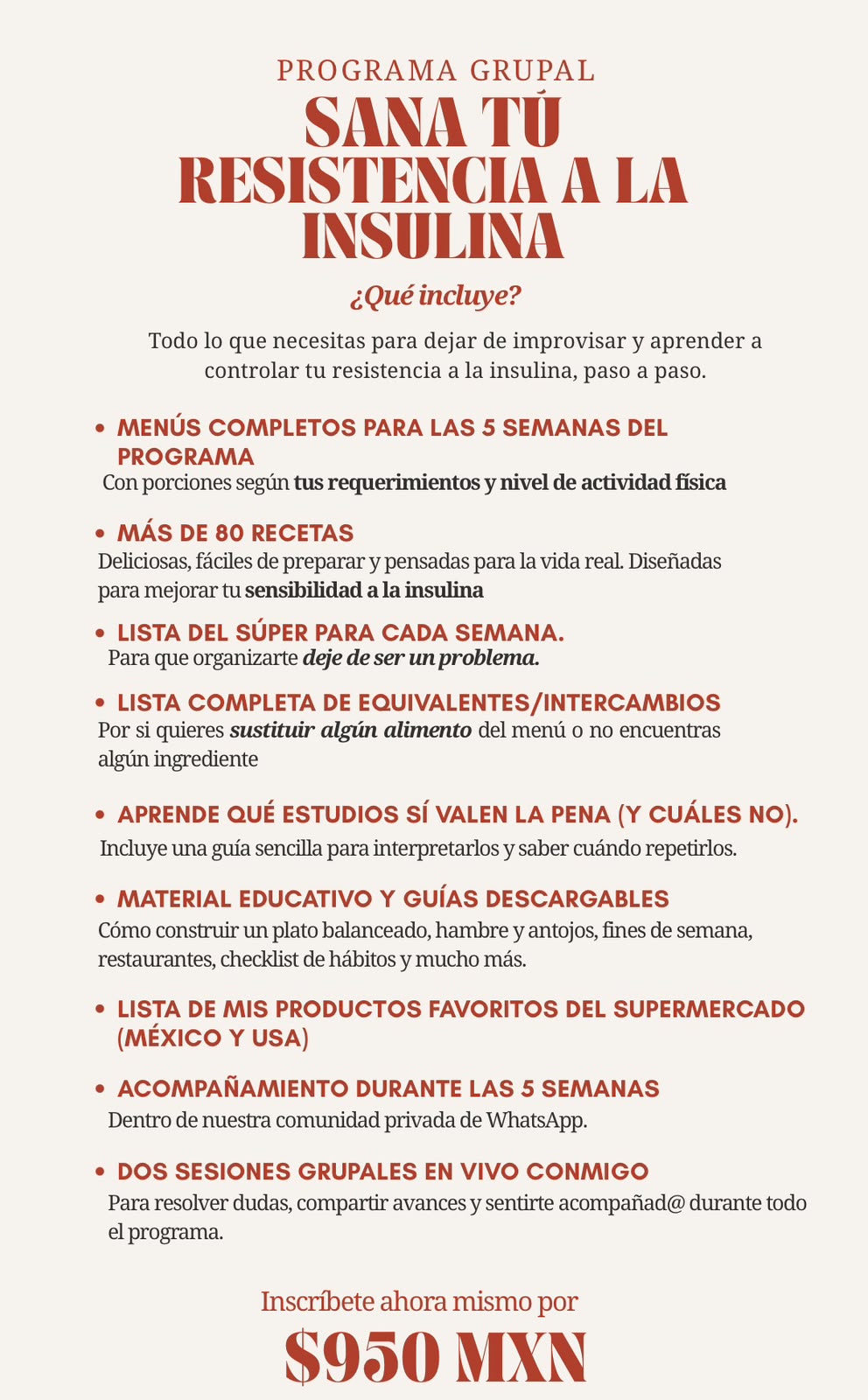Temario del programa SANA tu Resistencia a la Insulina — qué incluye