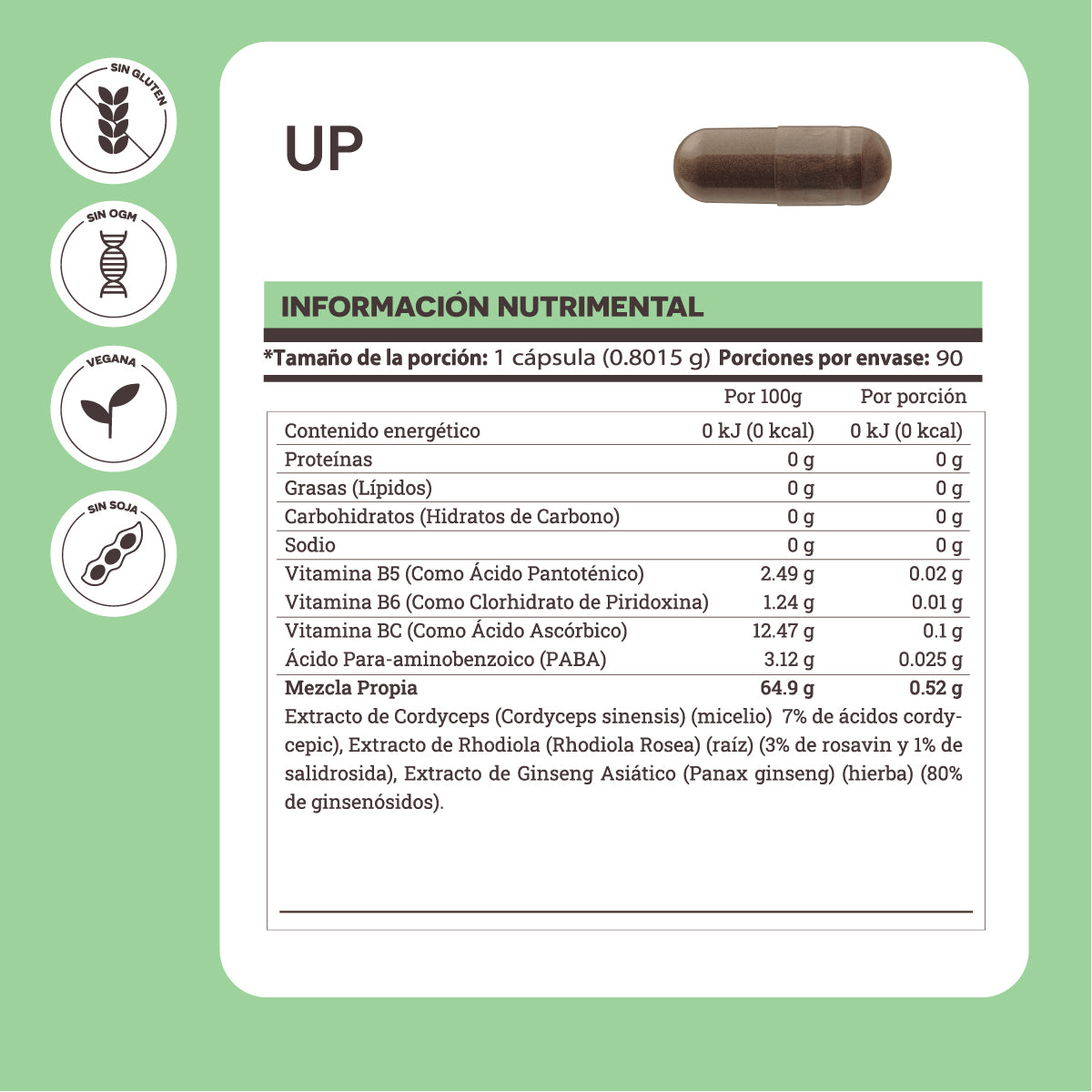 Matter Up | Adaptógenos con Rhodiola, Cordyceps, Ginseng y PABA