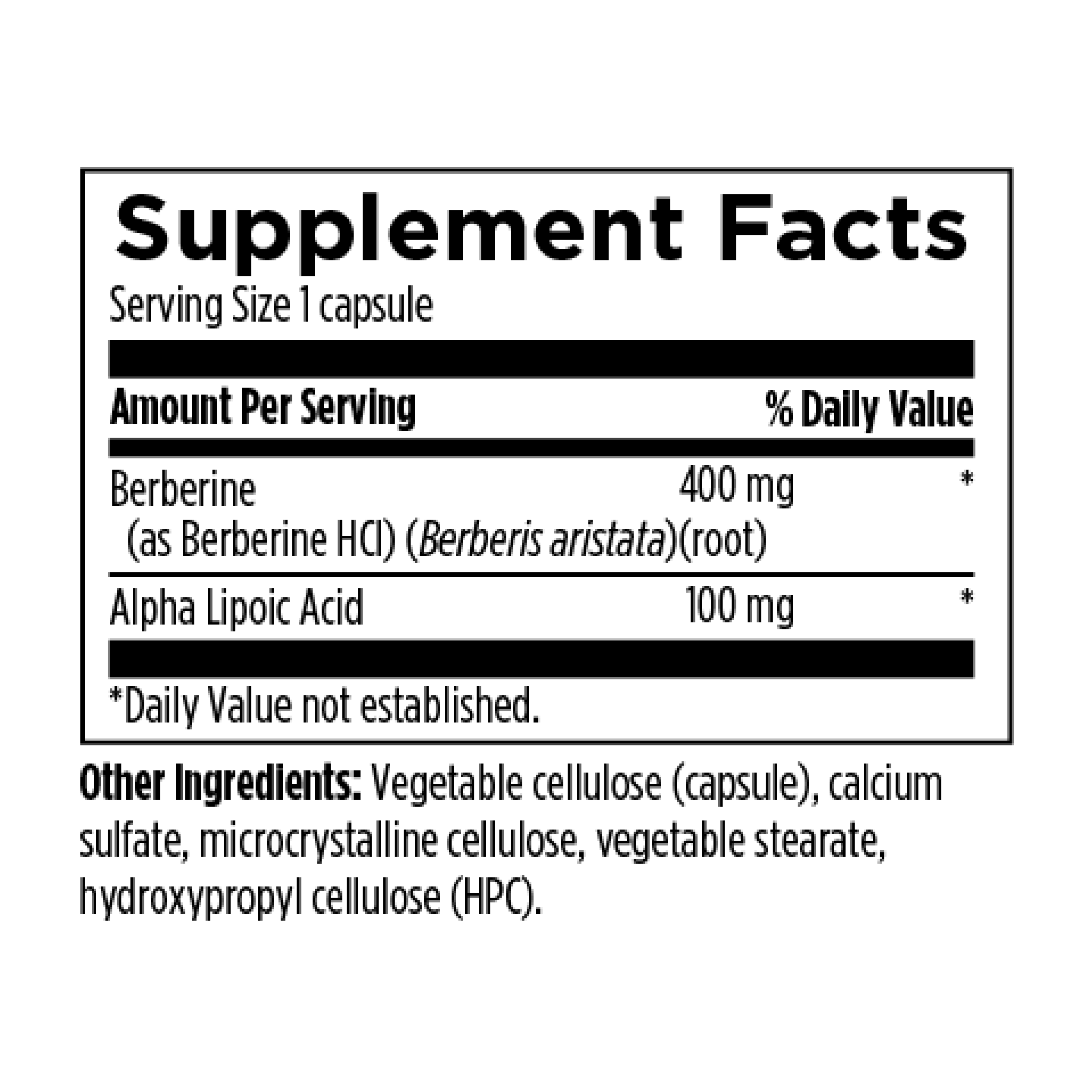 Designs for Health Berberine Synergy 400 mg + 100 mg ALA, 60 cápsulas