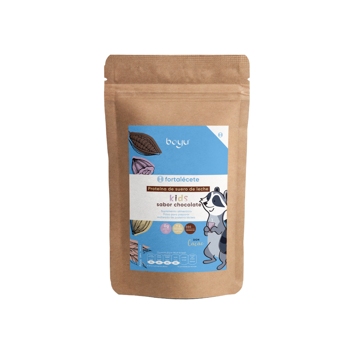 Proteína Láctea para Niños sabor Chocolate Boyú 500g -boyu.store-