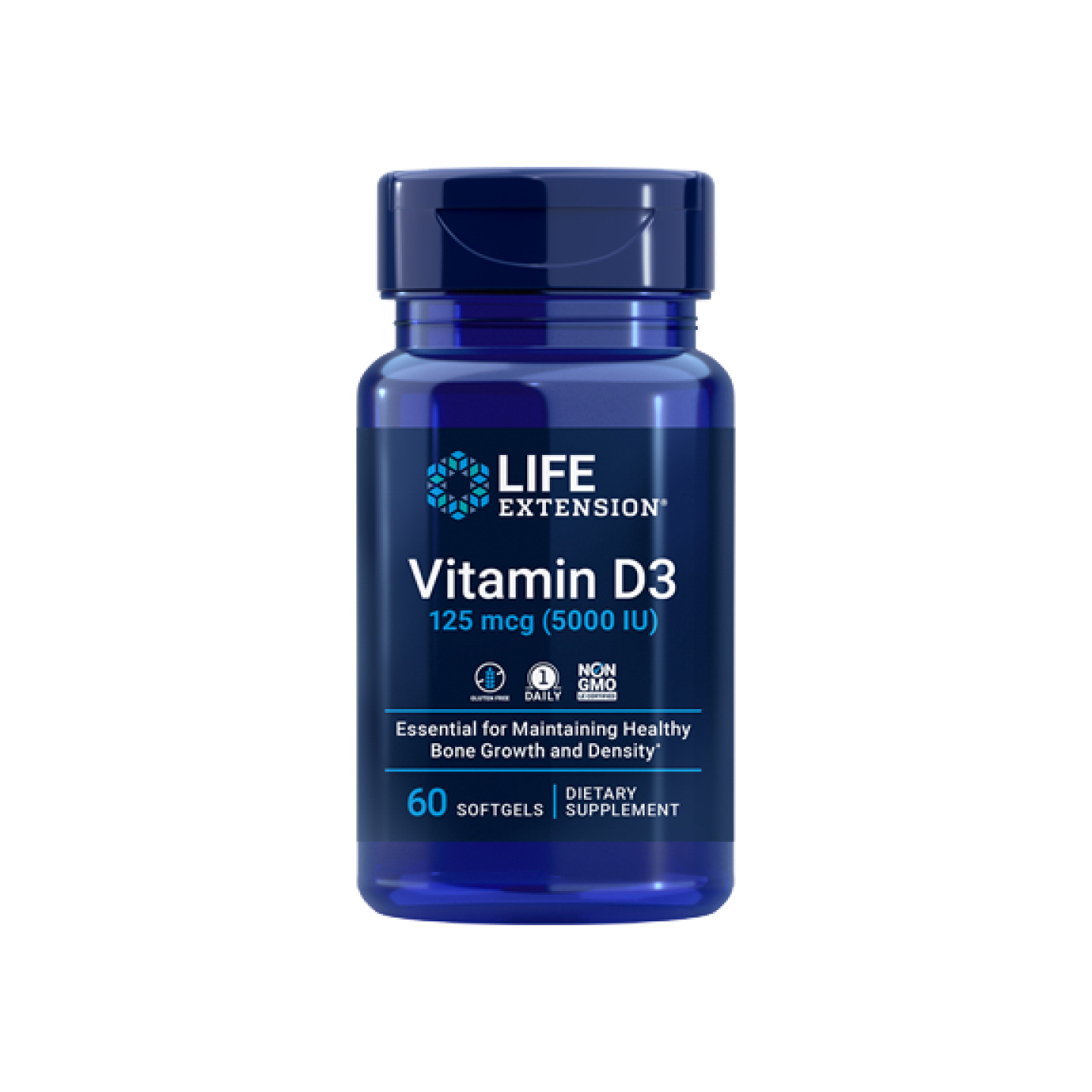 Life Extension Vitamina D3 125 mcg 5000 UI, 60 cápsulas