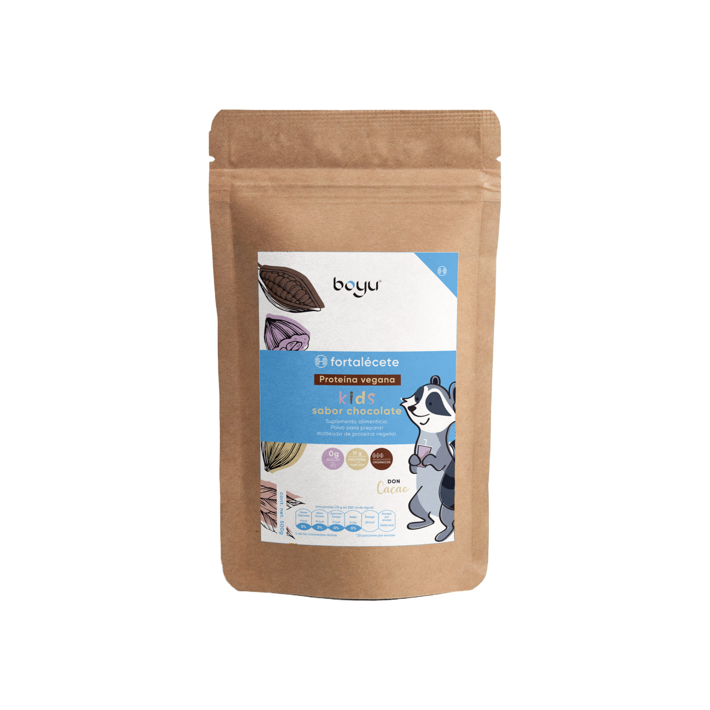 Proteína Vegana para Niños sabor Chocolate Boyú 500g -boyu.store-